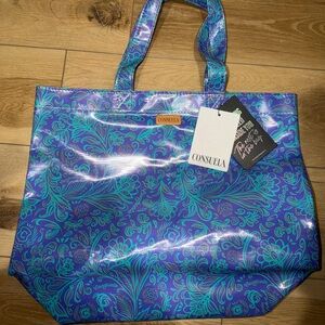 Consuela Turquoise and Purple Floral Tote